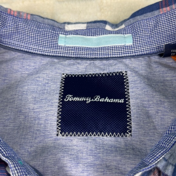 Tommy‎ Bahama Men's Blue and Red Plaid Linen Blend Button Long Sleeve XXL Shirt - Picture 2 of 11